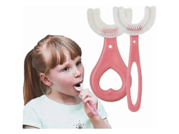 Escova de Dentes Infantil em Formato U, Arredondada U para Limpeza Bucal Crianças D e 2 a 7 Anos GOKOCO (rosa)