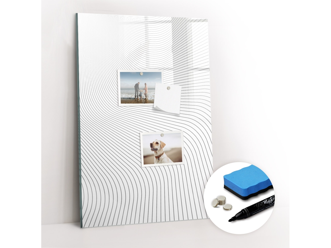 Quadro Magnético De Parede Linhas Cinzentas Para O Corredor Espelharte (40x60 Cm)