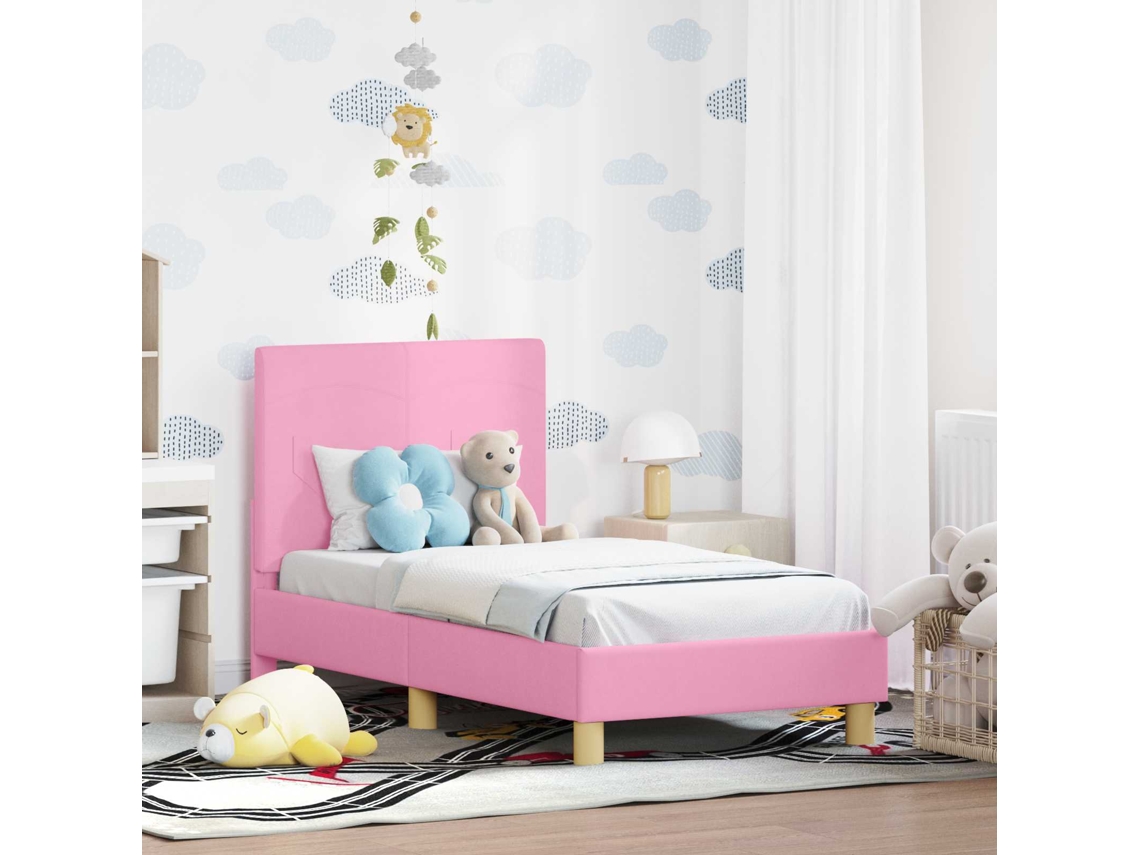 Vidaxl Estrutura De Cama Para Criança Com Cabeceira Rosa 70 X 140 Cm