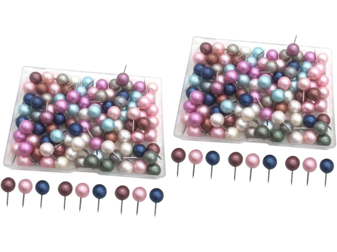 2 Conjuntos De Tachinhas Com Esfera Pérola Para Quadro Avisos