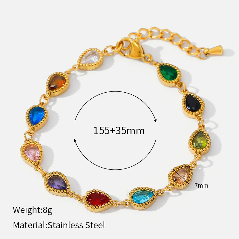 Pulseira Geométrica Colorida Com Strass, Joia Requintada Banhada A Ouro Para Festas.