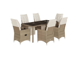 Conjunto de 7 Bistrôs para Jardim com Almofadões Vime Pe Bege MAISON EXCLUSIVE