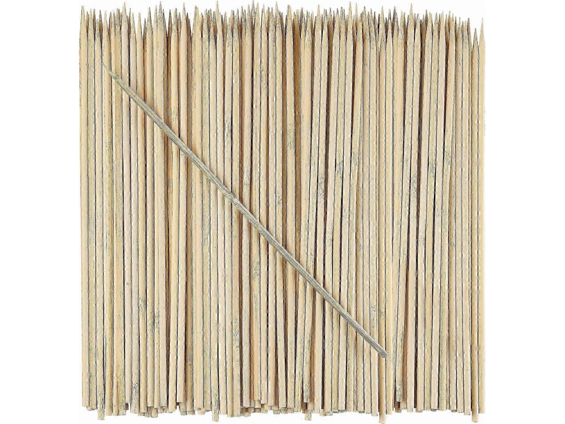 100 Espetos De Bambu De 25 Cm Para Churrasco E Aperitivos