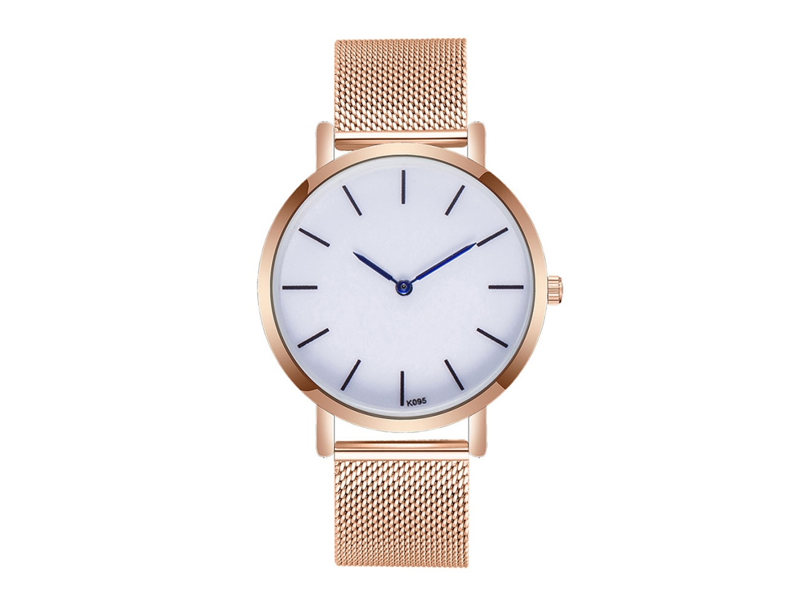 Relógio masculino Zhoulianfa Fashion Simple Business, resistente à água, com pulseira de aço em tom ouro rosa.