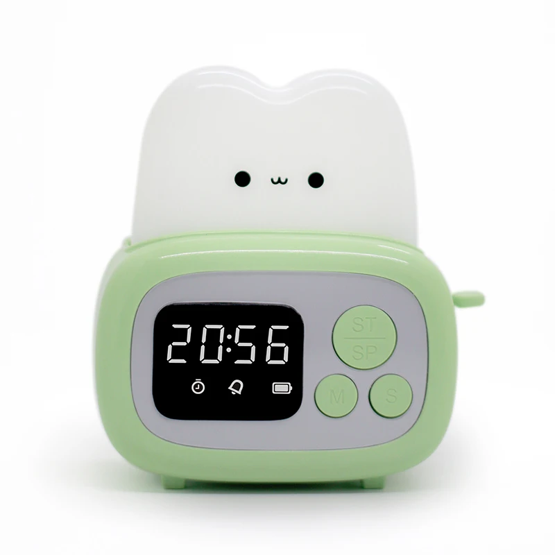 (verde) 1 Torradeira Despertadora Led Nova Com Luz Noturna Criativa De Desenho Animado E Função De Temporizador