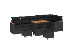 Conjunto 9 Móveis De Jardim Vidaxl Preto Vime Pe (90 X 55 X 71 Cm)