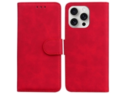 Capa De Couro Sintético Com Suporte Para Iphone 16 Pro Max, Cor Sólida