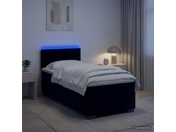 Vidaxl Cama Box Spring Com Colchão E Led Preto 100 X 200 Cm Veludo
