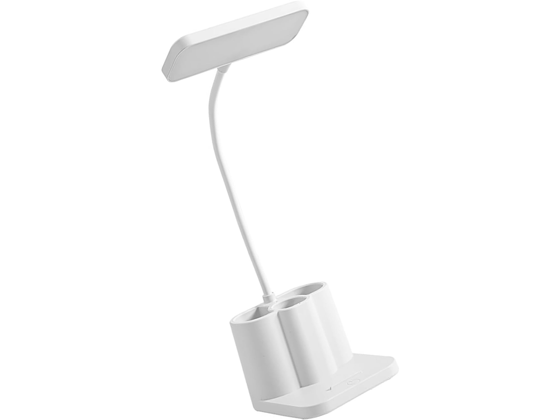 Luminária De Mesa Aramox, Luminária De Leitura Led Em Abs Com Porta Canetas, Cor Ajustável, Proteção Para Os Olhos