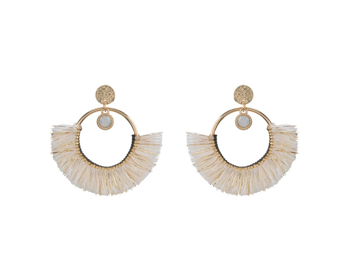 Brincos De Moda Forma De Leque Com Tiras Decorativas
