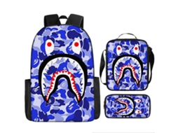 Mochila Escolar Infantil Leve e Respirável CUICH Estampa De Desenho Animado De 17 Polegadas (Shark 8)