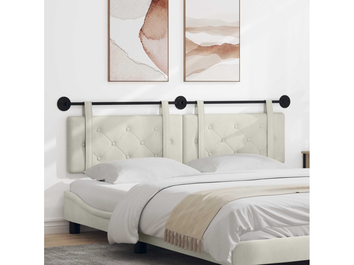 Vidaxl Cabeceira Suspensa Creme Veludo