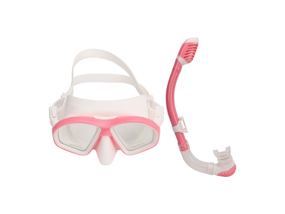 Conjunto de snorkel para crianças, óculos de mergulho anti-neblina, sem vazamento, snorkel dry top rosa | S/MARCA