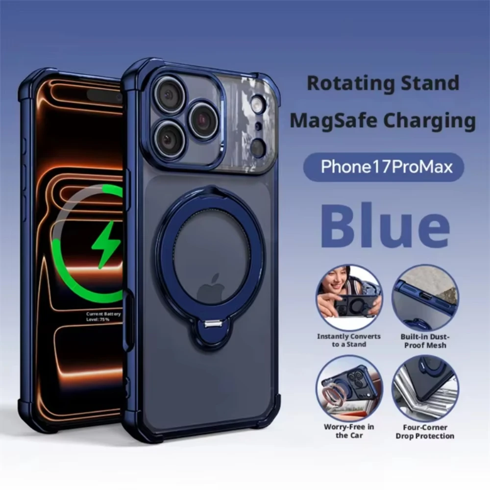 Capa Para Celular Com Suporte (azul Para Iphone 13 Pro Max), Compatível Com Interface Magnética, Resistente A Choques E Quedas.