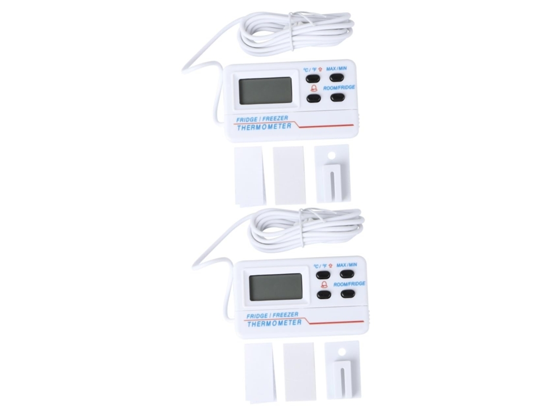 Lurelia Termómetro Digital, 2 Unidades, Para Frigorífico, Alta Precisão, Visor Fácil Leitura, Alarme Sonoro, Baixo Consumo