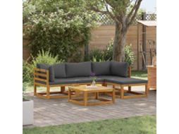 Vidaxl 5 Pcs Conj. Lounge Jardim C/ Almofadões Madeira Acácia Maciça