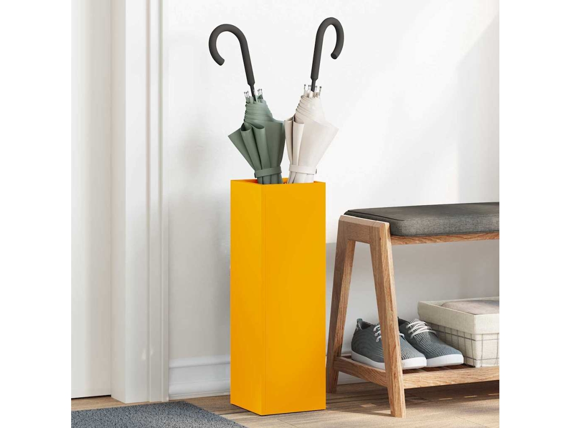 Vidaxl Suporte Para Guarda-chuva De Chuva Mostarda 15,5 X 15,5 X 49 Cm