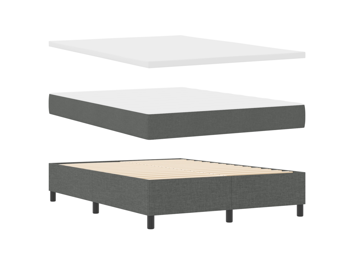 Conjunto 1 Cama Box Vidaxl Cinzento Tecido (140 X 190 Cm)
