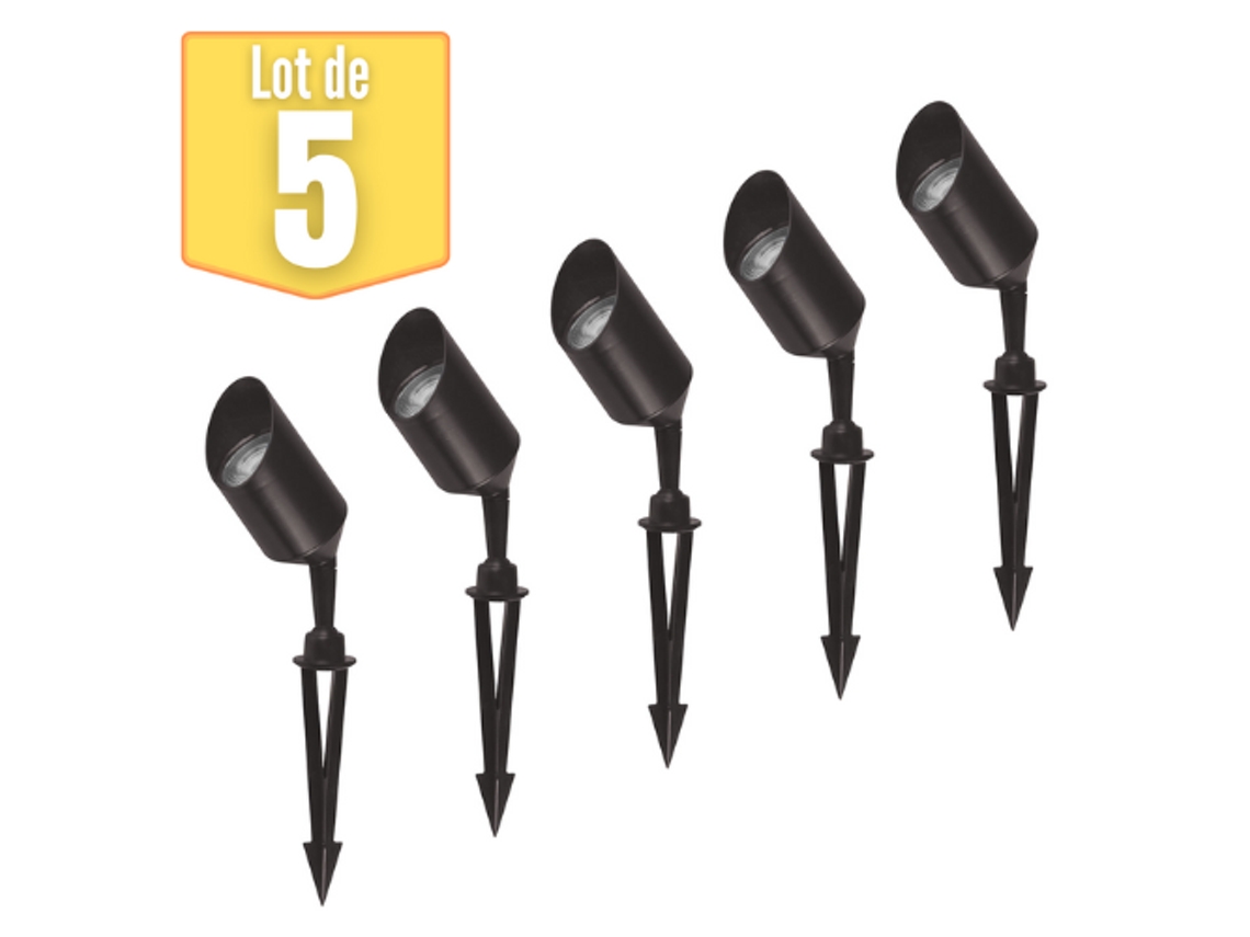 Conjunto de 5 Pontos de Jardim Ajustáveis ​​Gu10 35W Ip65 Black BRAYTRON