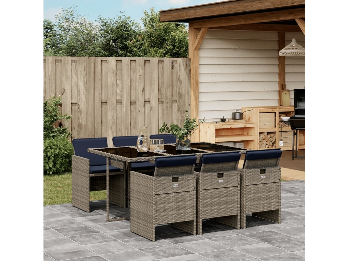 Conjunto de Sofá de Jardim com 14 Peças e Almofadas em Rattan Sintético Marrom VIDAXL