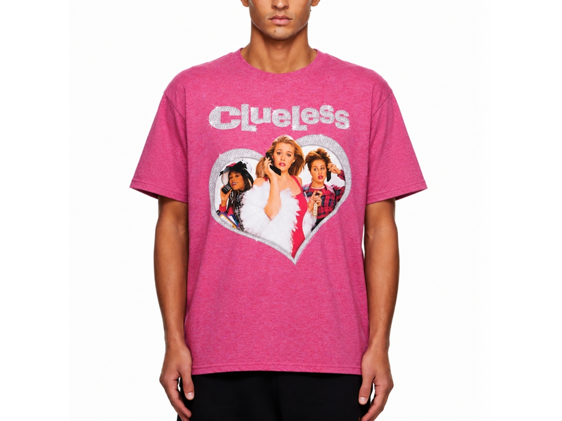 Rockinstone Clueless Diamond Heart Retro Pink Heather T-shirt Size:xl