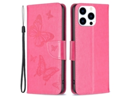 Capa Em Couro Pu, Para Apple Iphone 16pro Max - Rosa