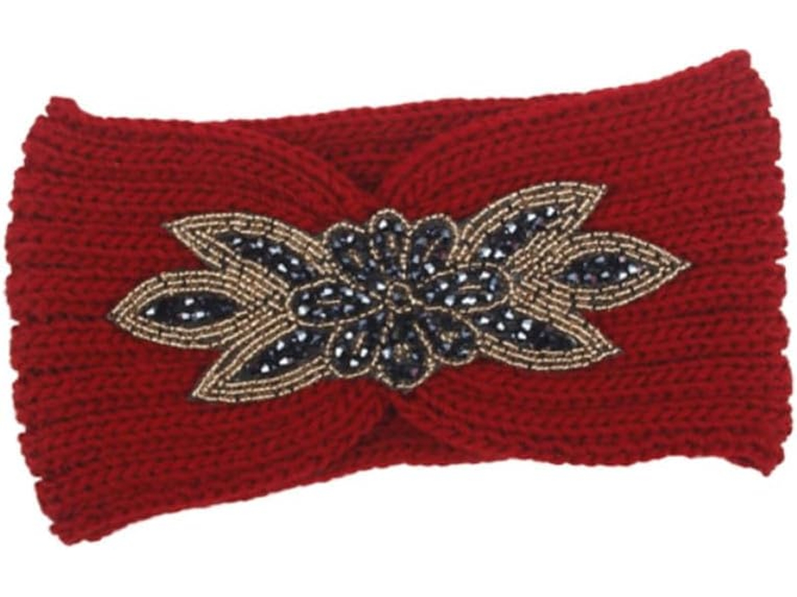 Faixa de cabelo feminina em tricô com estampa floral, respirável e protetora.