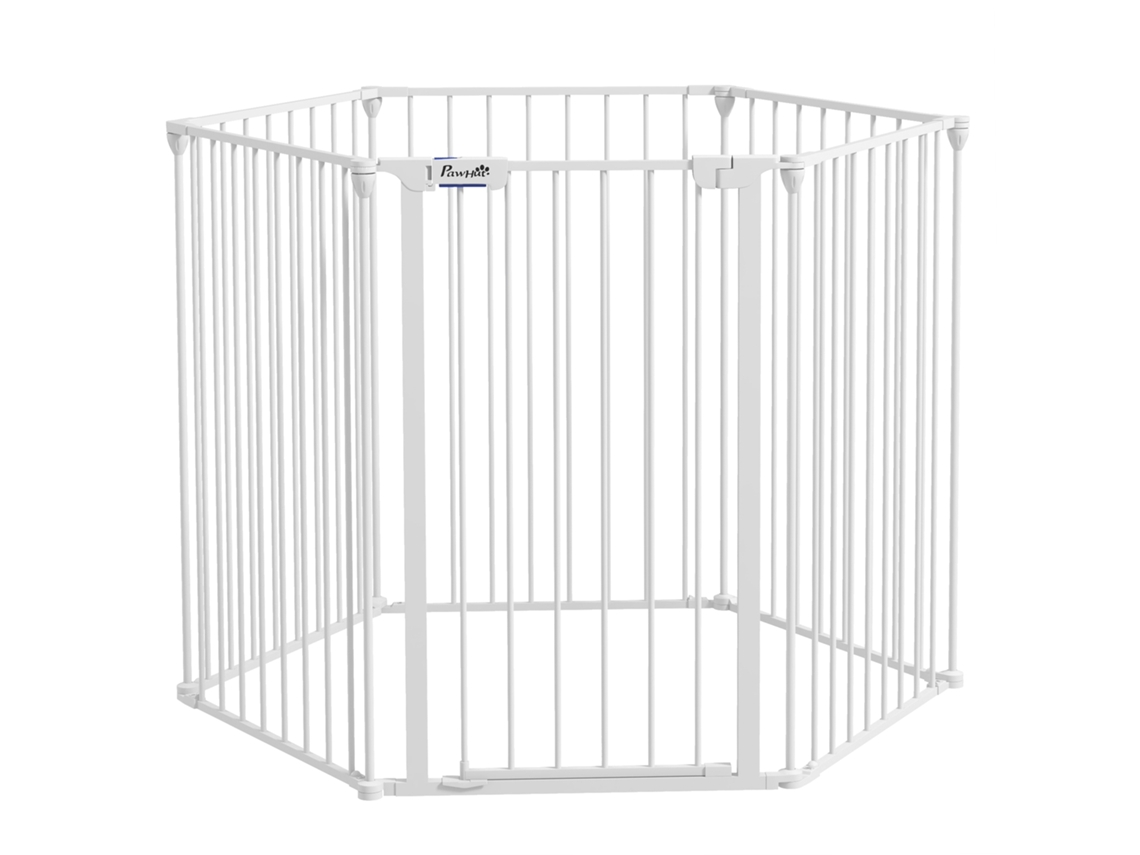 Curral para Filhotes, Modular, Dobrável, Estrutura de Aço, Interno, Branco, 90 X 123 X 102cm Ge
