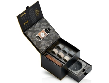 Conjunto para Whiskey The Gentleman'S Set Cigar Aficionado R.O.C.K.S. WHISKEY CHILLING STONES