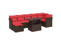 Conjunto de 8 Sofás de Jardim com Almofadões Vime Pe Castanho MAISON EXCLUSIVE (8 pcs)