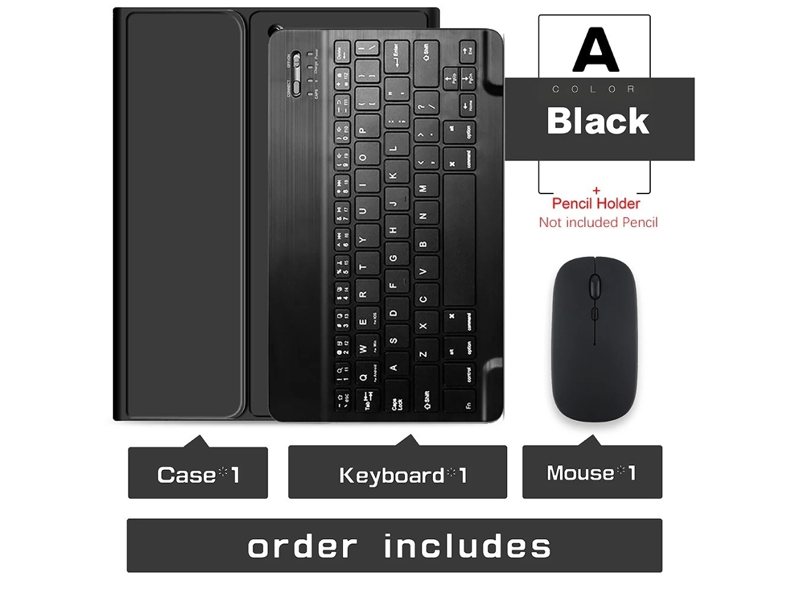 Capa Com Teclado Para Tablet Lurelia, Compatível Com I Pad Air 11" (m3) ( Premium 2025, Preto, Teclado Bluetooth, Rato 2.4g