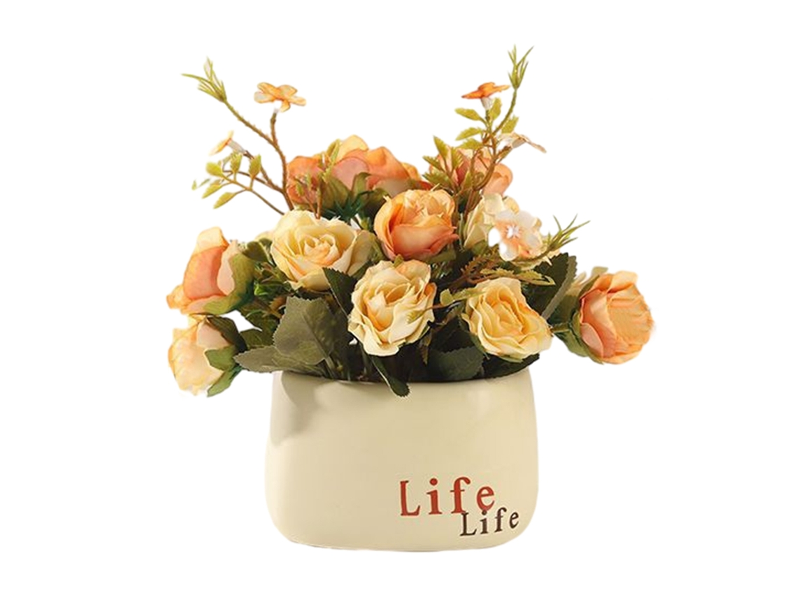Flores Artificiais em Vaso Pequeno Vaso de Cerâmica Decoração de Mesa NEVEANCE