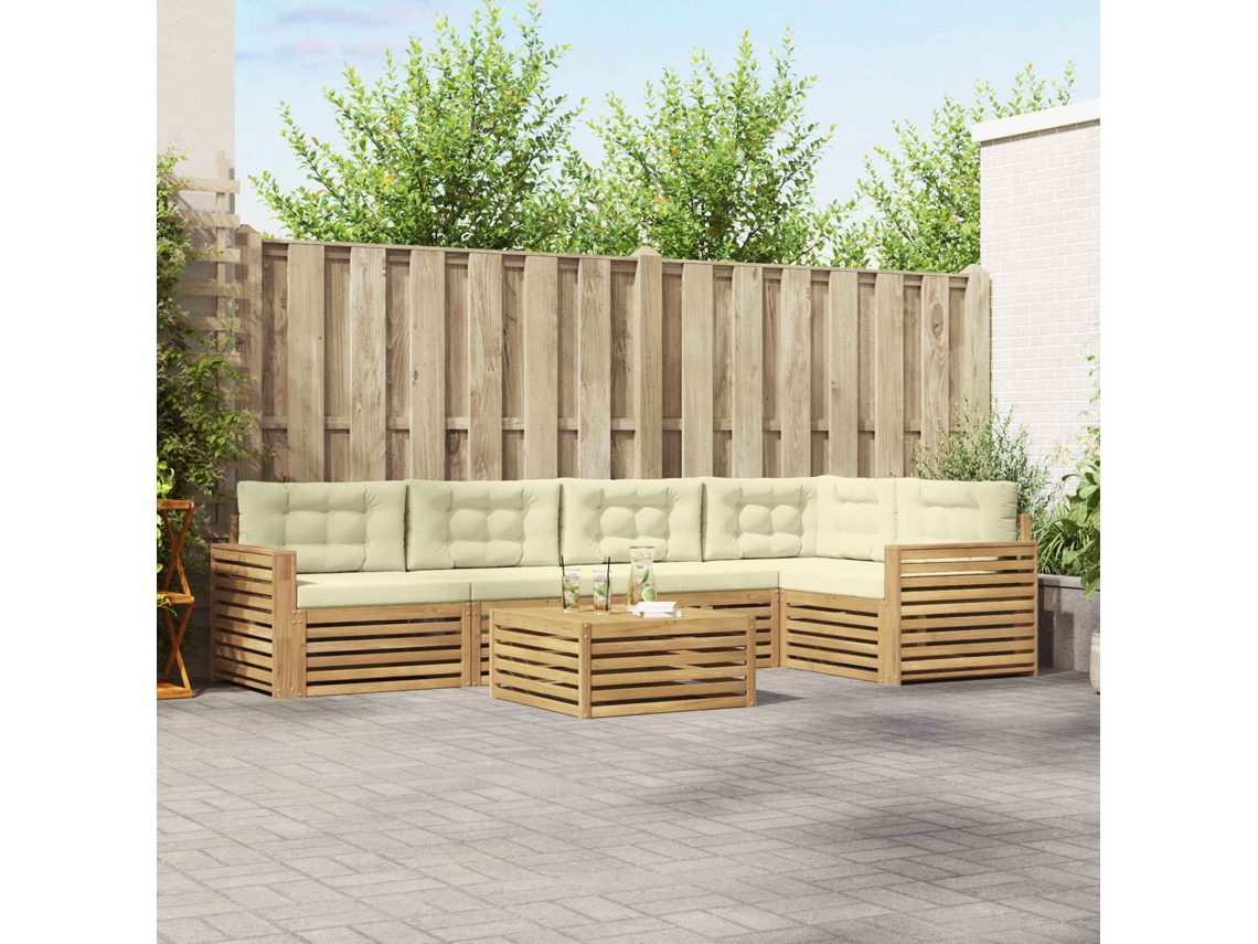 Vidaxl Conjunto De Sofás Para Exterior 6 Unid. Branco E Creme