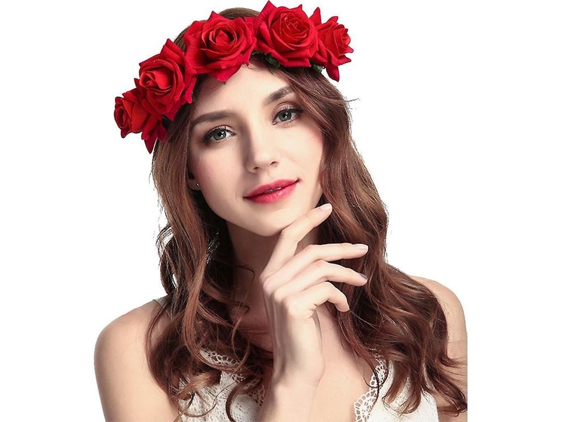 Tiara de flores com renda preta para meninas e mulheres, acessório ideal para Halloween, cosplay e festas cor-de-rosa.