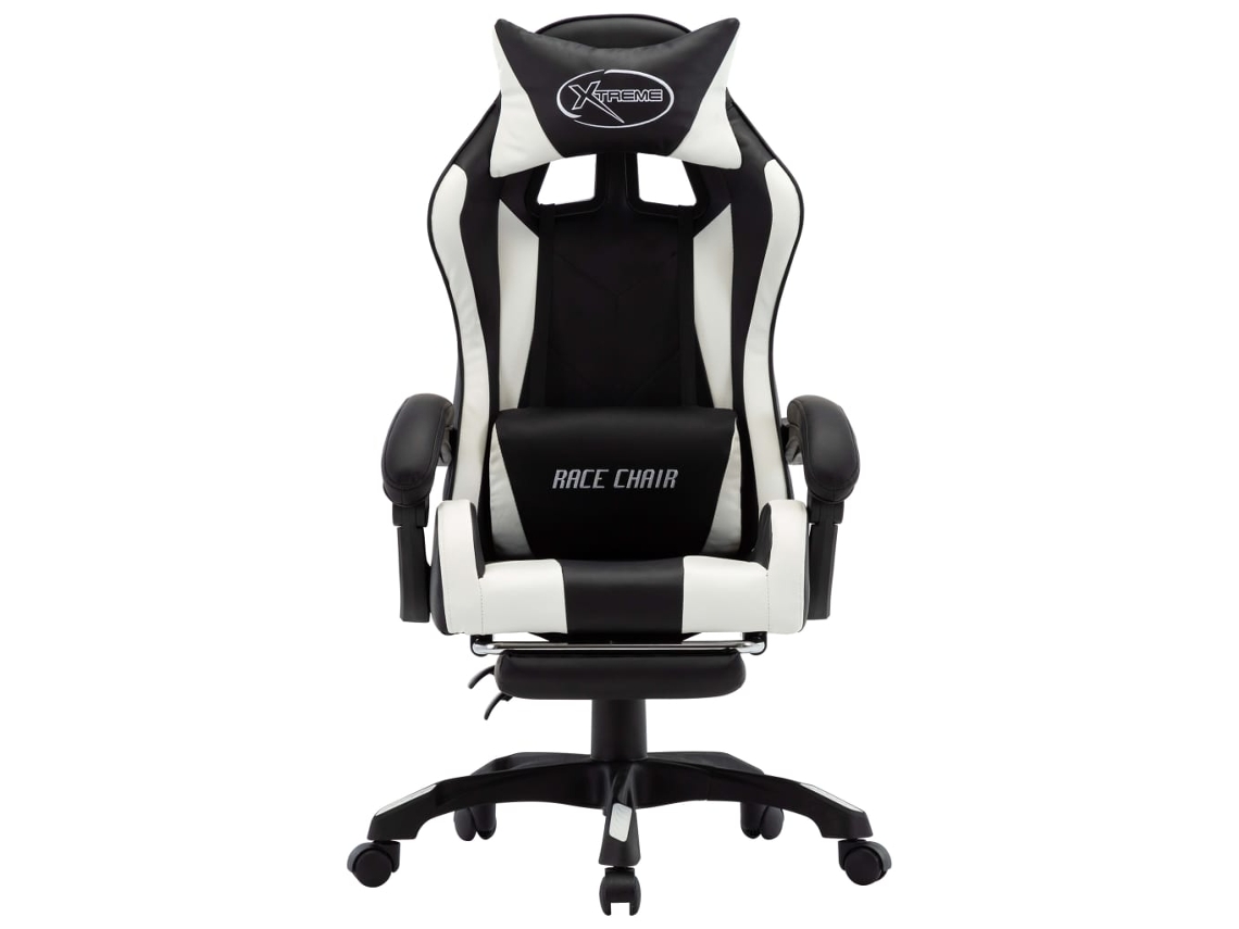 Cadeira Estilo Corrida com Apoio Pés Couro Artif. Branco/preto MAISON EXCLUSIVE