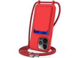Correia Casa Para Iphone 14 Pro Silicone Anti-choque Vermelho