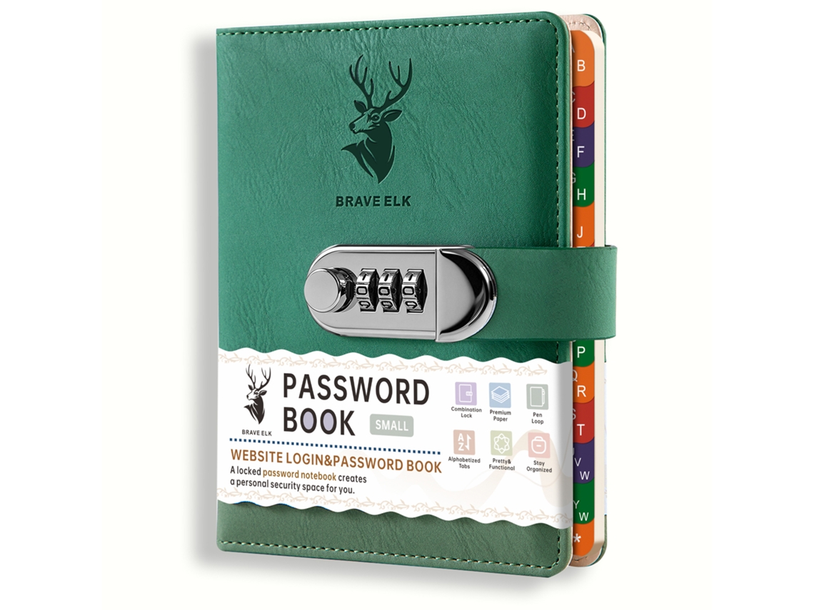 B6 Password Notebook With Index Tabs, 60-sheets, Green Patchwork