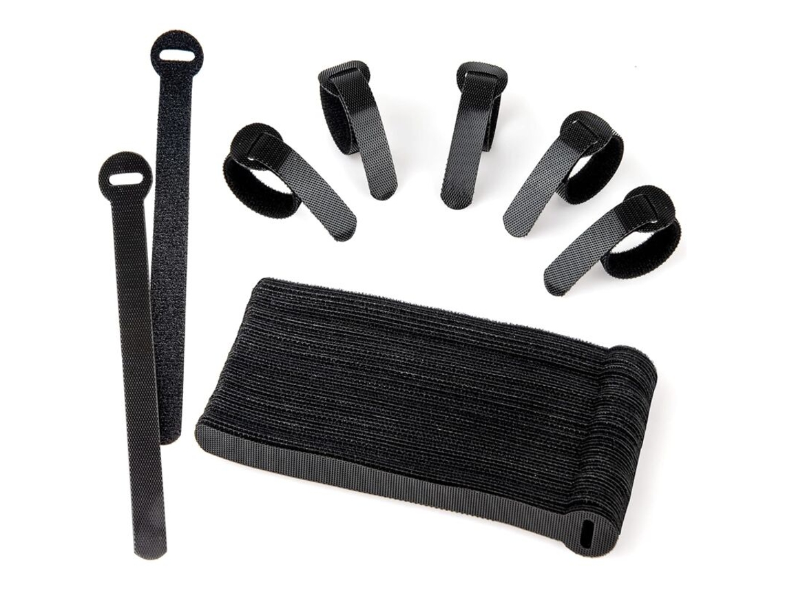 Conjunto de 60 presilhas pretas reutilizáveis para cabos, ajustáveis, 152 cm AQUAFORGE