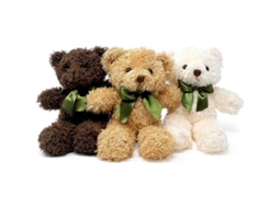 Urso de Pelúcia Teddy em 3 Cores, Pacote com 3, 25cm, Marrom Escuro, Dourado, Branco