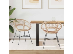 Vidaxl Cadeira De Jantar 2 Unid. Rattan E Ferro Natural