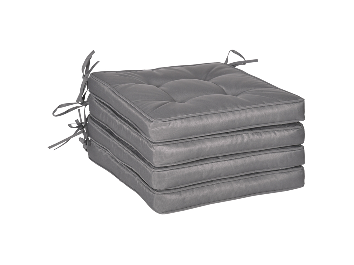 Almofada para Assento Exterior Poliéster Cor Cinzento 42x42x5 cm Outsunny