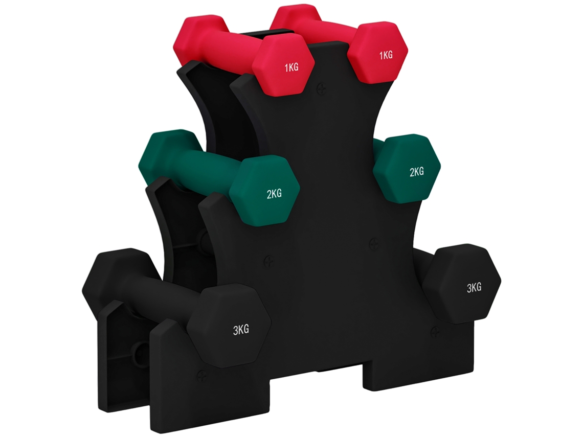 Conjunto de Halteres Hexagonal com Suporte para Halteres, para Treinamento de Força, 2 X 1kg, 2 X 2kg, 2 X 3kg Ge