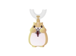 Escova de Dentes Manual Infantil com Desenho Esquilo, Rotação 360 ​​graus, Formato U, Mordedor, Silicone Mac Io, para Higiene Bucal. GOKOCO