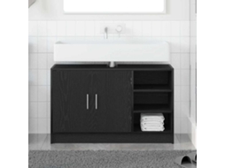 Vidaxl Armário De Banheiro Com Porta Carvalho Preto 90 X 29 X 55 Cm