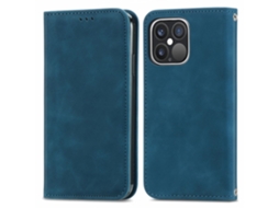 Capa Para Iphone 15 Plus Pele Sintética Com Porta-cartões Azul