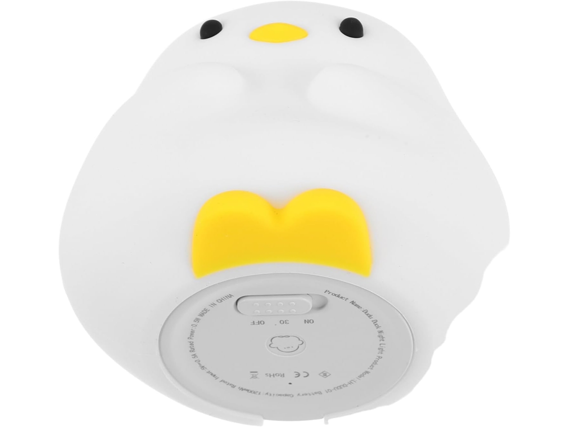 Luminária noturna portátil de silicone em formato de pato para leitura.