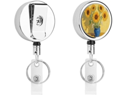 Porta Crachá Retrátil De Girassol, Moderno E Durável, Em Metal, Com Cordão De Nylon De 68cm, Ideal Enfermeiros E