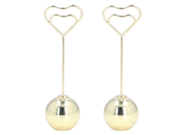 2pcs Portavasos De Mesa Corazón Metal Estable Resistente Para Tarjetas Nombre O Fotos Dorado
