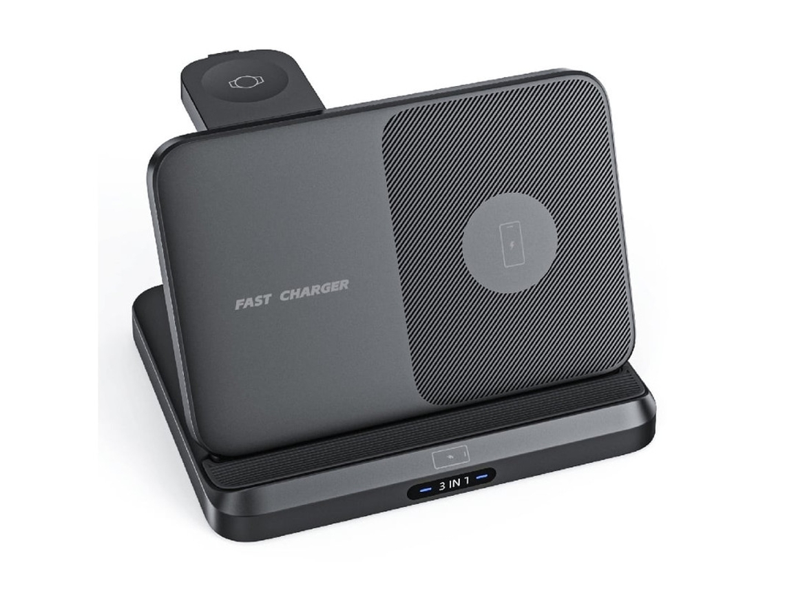 Estação de Carregamento ELORY 3 em 1 dobrável para Samsung S24, S20, Z Fold, Z Flip, Note e Watch