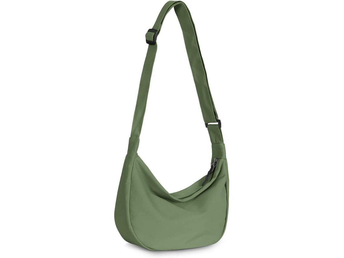 Bolsa Transversal Pequena Para Mulher Homem, Bolsa Lunar Mini Com Cinto Ajustável, 2 Zíperes Leve De Nylon Verde